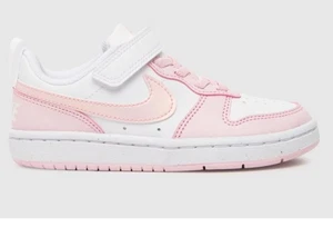 NIKE Court Borough Low Girls Junior en blanco y rosa Reino Unido 12 EU30 RRP £38 T5 - Imagen 1 de 13