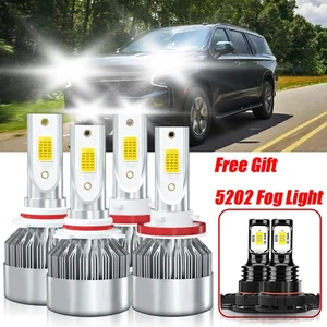 For Chevrolet Tahoe 2007-2015 LED Headlight Hi/Lo Beam+ Fog Light Bulb 6000K - Picture 1 of 11
