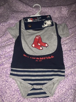 Boston Red Sox MLB Majestic 3 Piece Baby Toddler Bodysuit Set  6-9 Months- NWT - Image 1 of 3