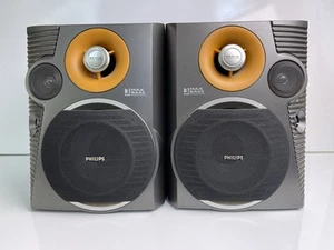Philips FWB C550/17 3-Way Max Bass Reflex 6 Ohms Bookshelf Speakers Pair Black - Picture 1 of 8