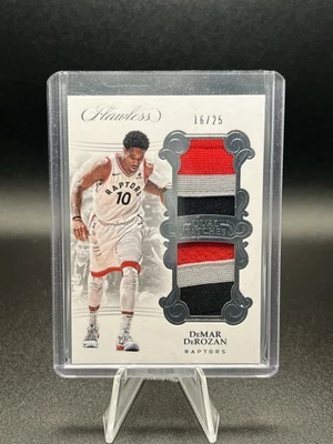 2017-18 Panini Flawless Dual Patch Jersey DeMar Derozan Raptors Game Used RARE! - Image 1 of 2
