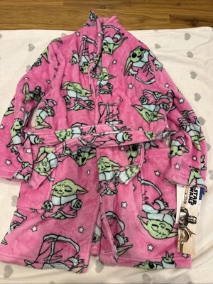 NWT Star Wars The Mandalorian Girls Size 6/6x Pink Fleece Grogu Robe Baby Yoda - Image 1 of 4