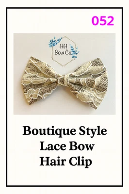 ✨Stocking Stuffer  – Cream & Gold Bow Hair Clip for Girls | Boutique Style ✨ - Image 1 of 4