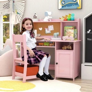 Pink Toddler Table and Chair Set,Wooden Kids Table and Chairs for Studying an... - Picture 1 of 7