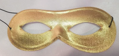 GOLD LAME CARNIVALE EYE MASK HALLOWEEN COSTUME MASQUERADE SUPERHERO ACCESSORY - Image 1 of 2