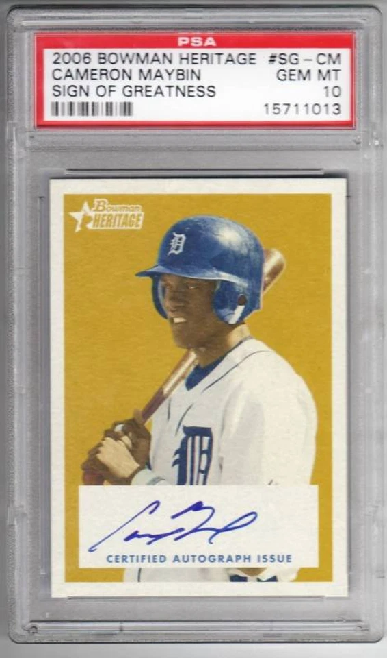PSA 10 2006 Bowman Heritage AUTO Cameron Maybin TIGERS - Image 1 of 1