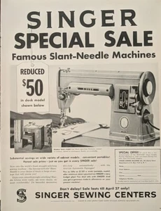 1958 Singer Sewing Machine Slant Needle Desk Model Print Ad, Retro - Picture 1 of 1