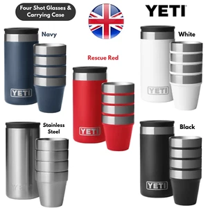 Yeti Schnapsgläser mit Tragetasche weiß, schwarz, marine, rot & Edelstahl - Bild 1 von 18