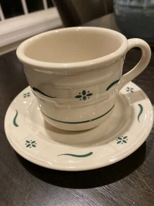 Longaberger Woven Traditions Green Cup And Saucer - Picture 1 of 1