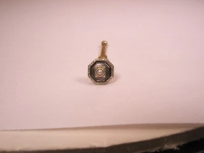 SINGLE(1) 1/4" Gray Octagon MOP Gold Plated Vintage Formal Tux Shirt Stud c126 - Image 1 of 4