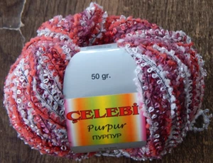 Nuevo bucle de anillo de hilo púrpura Celebi 50gr. San Valentín rojo blanco rosa plata brillante - Imagen 1 de 3
