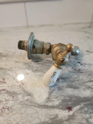 VINTAGE ANTIQUE COLD WATER FAUCET FIXTURE CERAMIC HANDLE FARNAN Cover