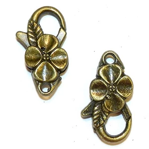 ML950 Antiqued Bronze Large 25mm Flower Design Lobster Claw Focal Clasp 10pc - Picture 1 of 4