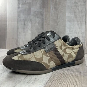 Coach Signature Joss Women's Size 7 Sneaker Shoes Suede Jacquard Monogram Brown - Picture 1 of 15