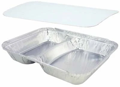 ALCONTS 800 Alu-Menüschalen Aluschale R80L 2-geteilt flach 227x177x30mm inklusive Deckel