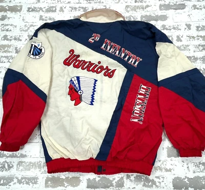 Chaqueta acolchada india vintage para hombre grande roja blanca azul cortavientos abrigo años 80 90 Foto 1 de 4