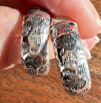 JAI Sterling Silver Leopard Pattern Hoops Earrings - Image 1 of 4