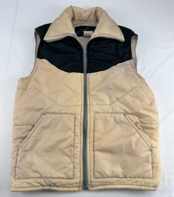 Chaleco Vintage Montgomery Ward Chaleco Aislante Tostado y Negro Talla Pequeña Foto 1 de 4