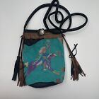 Vintage Char Sante Fe Hand Painted Western Patchwork Mix Leather  Crossbody