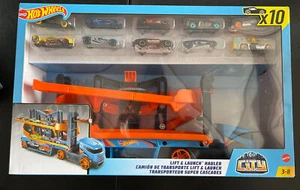 Hot Wheels Lift Launch Hauler With Vehicles Netcount Vehicles, 10 Count - Picture 1 of 2