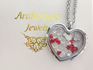 ARABESQUES CHARM POTS "White Cat" living memory/floating pendant/locket Silver - Picture 1 of 4