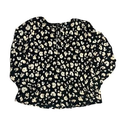 Blusa Simply Vera By Vera Wang Negra Tostada Manchada Plisada Gasa Puño Talla XXL  Foto 1 de 4