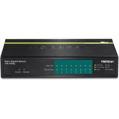 TRENDnet TPE-TG80G 8 Port Gigabit PoE+ Unmanaged Switch 123W Power Budget Metal - Image 1 of 4