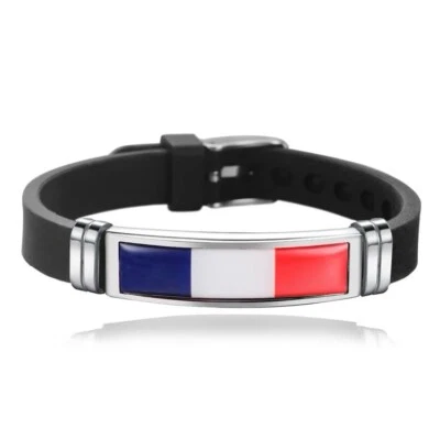 Pulsera Bandera Nacional País FRANCIA Pulsera Silicona Ajustable 1 Pieza Foto 1 de 4