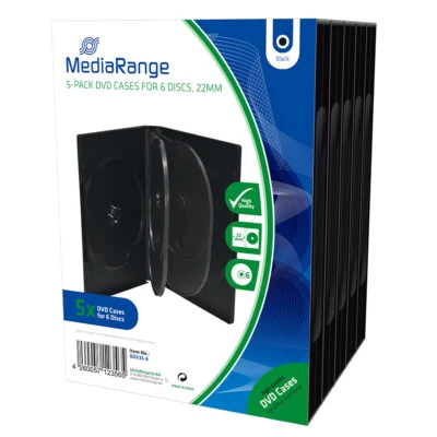 5 Custodie MediaRange 6 Posti 22mm NERE per CD / DVD in Confezione BOX35-6 - Immagine 1 di 2