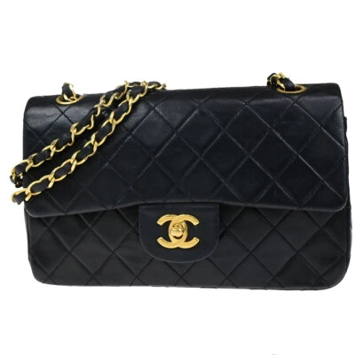 Bolso de Hombro Chanel CC Matelasse 23 Doble Solapa Cadena Cuero Negro GHW 316RK815 Foto 1 de 4