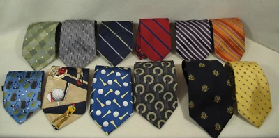 Лот из 12 мужской шелк ~ полиэстер классические галстуки ~ гольф ~ офис ~ бизнес ~ социальный ~ официальный - Изображение 1 из 4