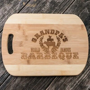 Grandpa's World Famous Barbecue - Cutting Board 14''x9.5''x.5'' Bamboo - Picture 1 of 3