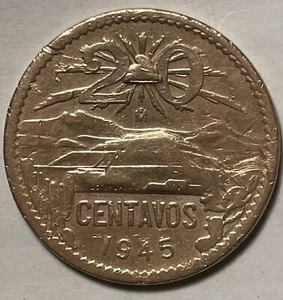 1945 M Mexico 20 Centavos Liberty Cap, Coin KM# 439. Bx12.80 - Picture 1 of 2