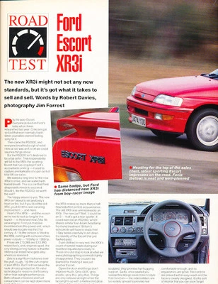 1992 Ford Escort XR3i Road Test -  Car Original Print Article J185 Foto 1 de 3