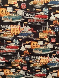 ROUTE 66 Alexander Henry Cotton Fabric Remnant 1.25 YDS 2008 Mini Highway - Picture 1 of 2
