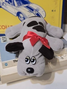 Vintage Pound Puppies Newborns Tonka Plush Puppy Stuffed Animal Grey Dog Ribbon - Picture 1 of 10