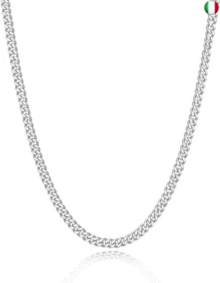 LOCCY Catena Argento Catena Placcata Oro, Catena Cubana 3,5/5/6/7/8mm Collane - Immagine 1 di 4