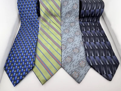 Claiborne Silk Tie Lot 4 Damon J Ferrar Geometric Stripe Business Classic - Image 1 of 4