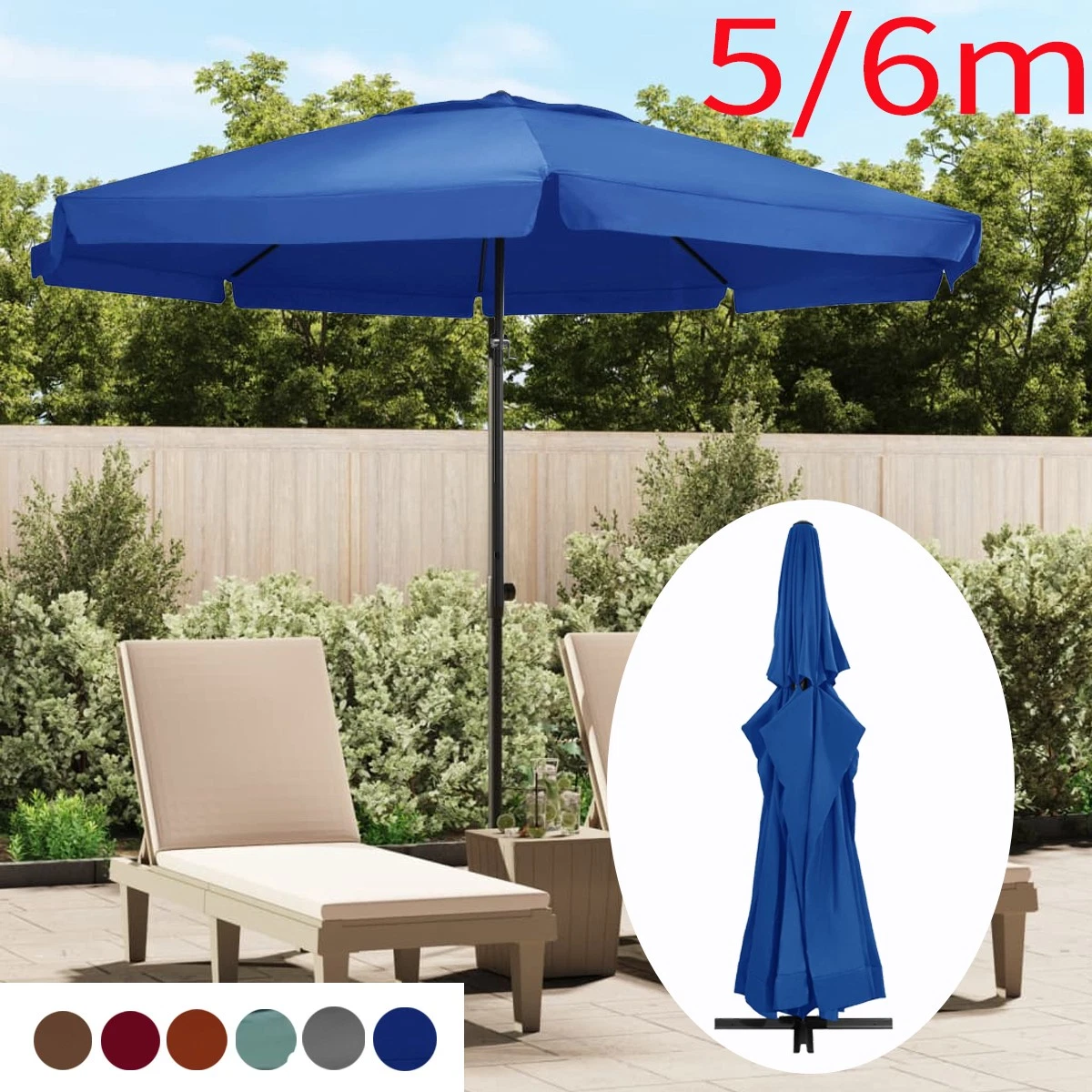 Sonnenschirm Mit Aluminium-Mast – Ø 270 Cm, Grün, UV-Schutz, Kurbelmechanismus Für Garten