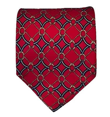 Paolo Gucci Corbata Hombre 3.75x59" Rojo, Azul Dorado Hecho a Mano Italia 100% Seda Diseñador Foto 1 de 4