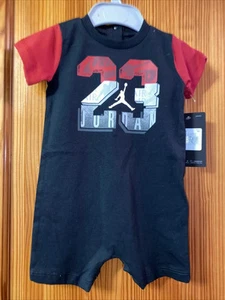 Nike Air Jordan 23 Print Romper Cap Bodysuit Outfit Toddler Baby Boys - Picture 1 of 6