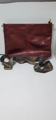  Women's Burgundy Leather Crossbody Purse Handbag  - Image 1 of 4