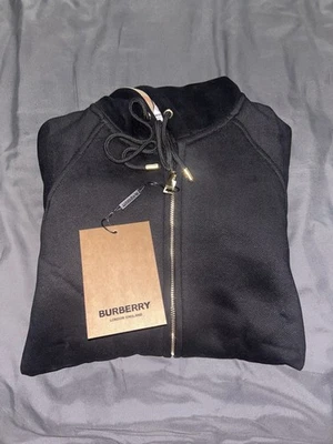 *SOLD* Black Burberry Zip Up Hoodie Size Medium - Image 1 of 4