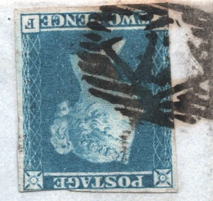 GB TWO PENCE BLUE (1841) Cover 2d *APPLIED INVERTED* 1846 EL SG.14 Cat £350 XG51 - Picture 1 of 6