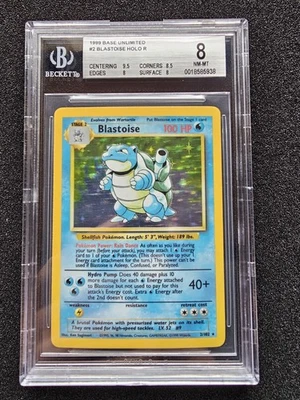 POKEMON BLASTOISE BASE SET Holo Rare WOTC 2/102 BGS 8 NEAR MINT-MT - Image 1 of 2