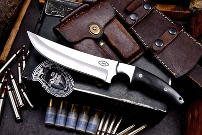 CFK Handmade 440C Custom AMERICAN BISON HORN Large Hunting Skinning Camp Knife - Image 1 of 4