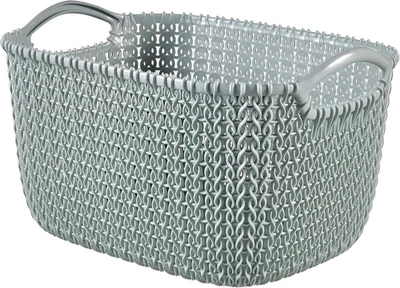 Curver Knit Medium Rectangular Storage Basket, Misty Blue, 8 Litre - Image 1 of 4