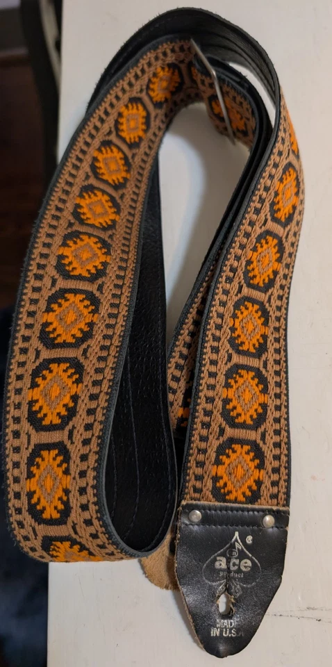 Correa de guitarra ACE años 60 vintage con logotipo plateado hecha en Estados Unidos  Foto 1 de 4