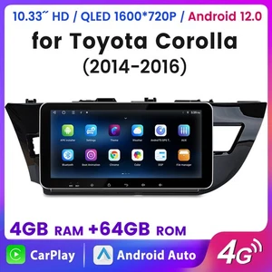 10.33" Android 12 Car Stereo Radio For Toyota Corolla 2014-16 GPS CarPlay 4+64GB - Picture 1 of 12