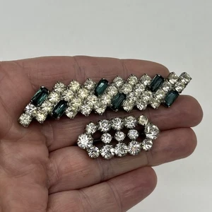 Vintage Diamanté Brooches Art Deco Style Silver Tone Geometric Pins - Picture 1 of 17